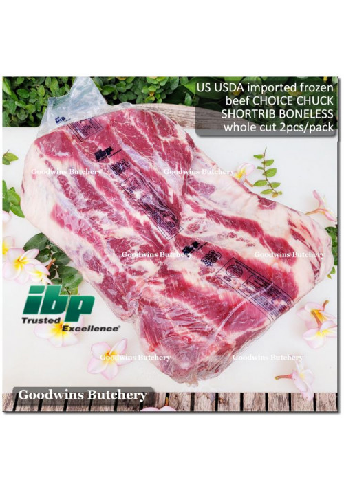 Beef SHORTRIB CHUCK short rib boneless frozen US beef USDA CHOICE IBP whole cuts 2 slabs/pack +/- 6.5kg (price/kg) PREORDER 2-3 days notice